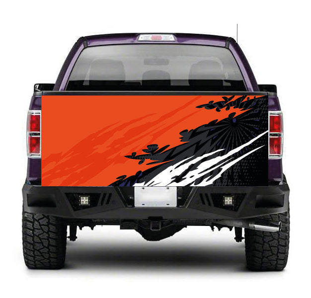 TAIL100 Orange and Black Pattern Tailgate Truck Wrap Printed Vinyl Graphic Pick Up Tailgate Decal