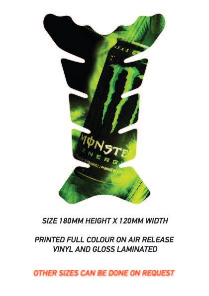 TG06 Monster Motorcycle Fuel Tank Protector Sticker Graphic Decal Laminated