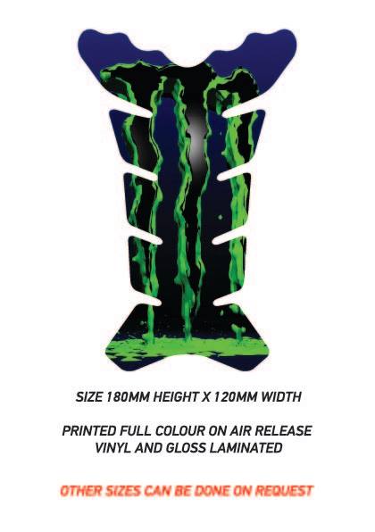 TG08 Monster Motorcycle Fuel Tank Protector Sticker Graphic Decal Laminated