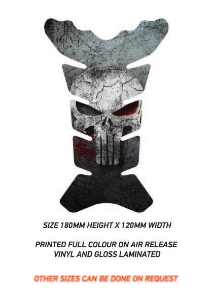 TG10 Punisher Motorcycle Fuel Tank Protector Sticker Graphic Decal Laminated