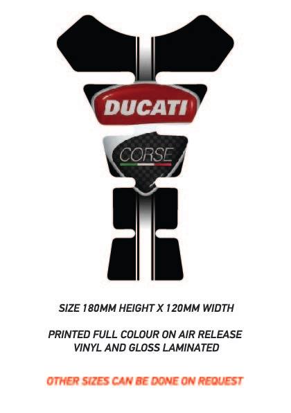 TG19 Ducati Corse Motorcycle Fuel Tank Protector Sticker Graphic Decal Laminated