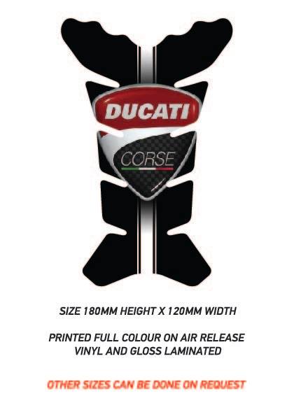 TG20 Ducati Corse Motorcycle Fuel Tank Protector Sticker Graphic Decal Laminated