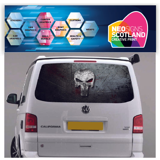 TRANS001 Punisher Tailgate wrap for VW Volkswagen Transporter T5 T6