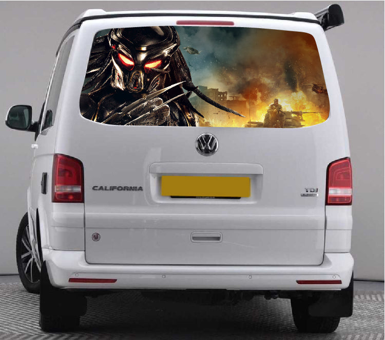 TRANS002 Predator Tailgate wrap for VW Volkswagen Transporter T5 T6 Rear Panel Wrap Air Release Vinyl