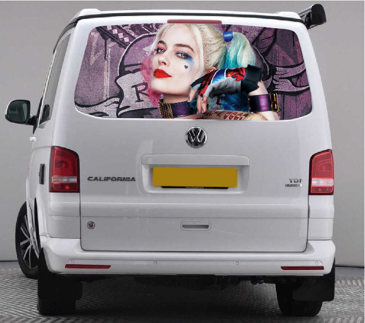 TRANS003 Harley Quinn Tailgate wrap for VW Volkswagen Transporter T5 T6 Rear Panel Wrap Air Release Vinyl