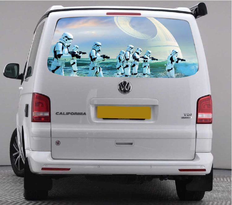 TRANS004 Stormtroopers Tailgate wrap for VW Volkswagen Transporter T5 T6 Rear Panel Wrap Air Release Vinyl