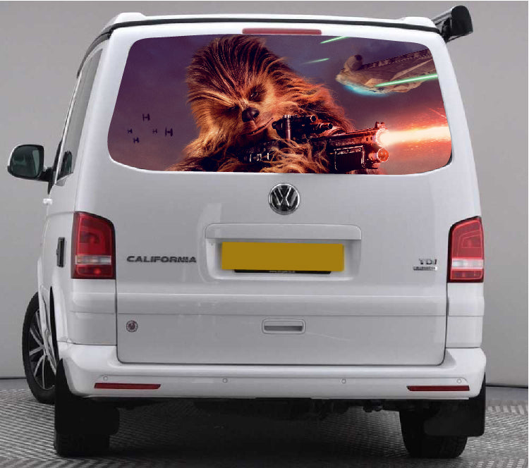 TRANS005 Chewbacca Tailgate wrap for VW Volkswagen Transporter T5 T6 Rear Panel Wrap Air Release Vinyl