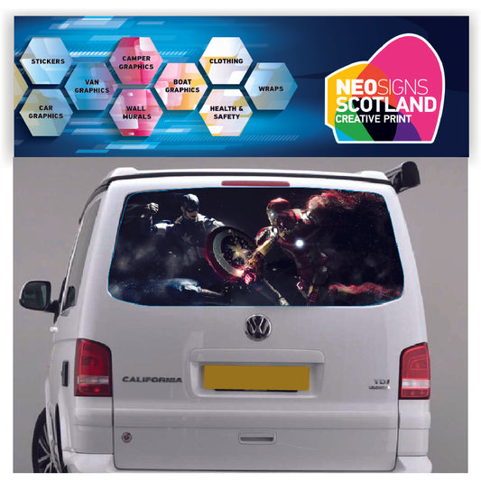 TRANS009 Iron Man Tailgate wrap for VW Volkswagen Transporter T5 T6