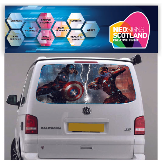 TRANS010 Captain America Tailgate wrap for VW Volkswagen Transporter T5 T6