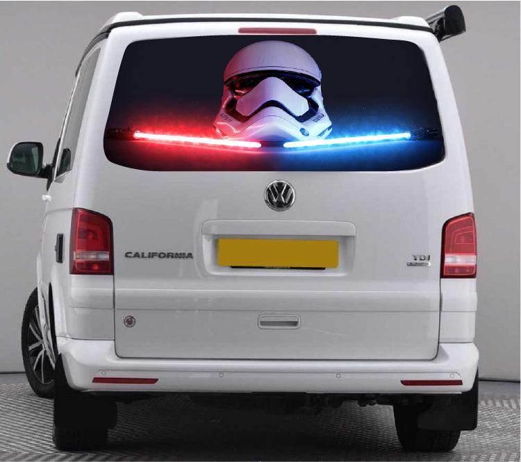 TRANS016 Stormtrooper Head Tailgate wrap for VW Volkswagen Transporter T5 T6 Rear Panel Wrap Air Release Vinyl