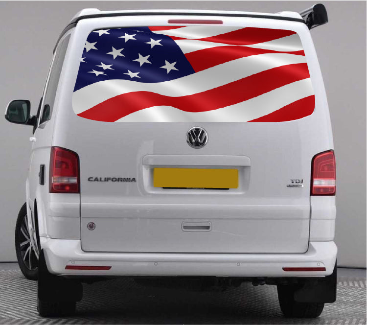 TRANS018 USA Flag Tailgate wrap for VW Volkswagen Transporter T5 T6 Rear Panel Wrap Air Release Vinyl