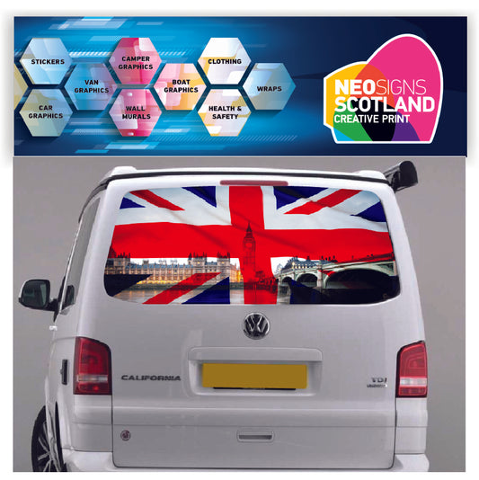 TRANS020 United Kingdom London Tailgate wrap for VW Volkswagen Transporter T5 T6
