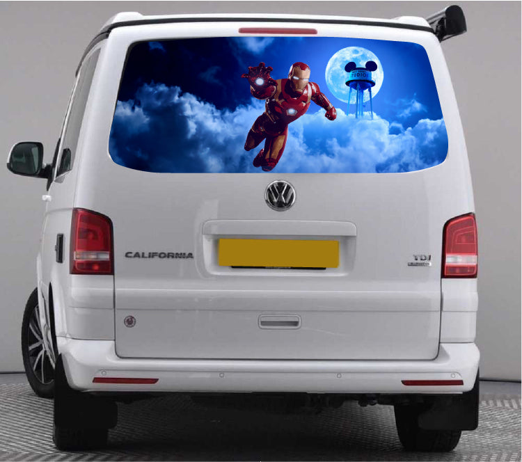 TRANS022 Ironman Tailgate wrap for VW Volkswagen Transporter T5 T6 Rear Panel Wrap Air Release Vinyl