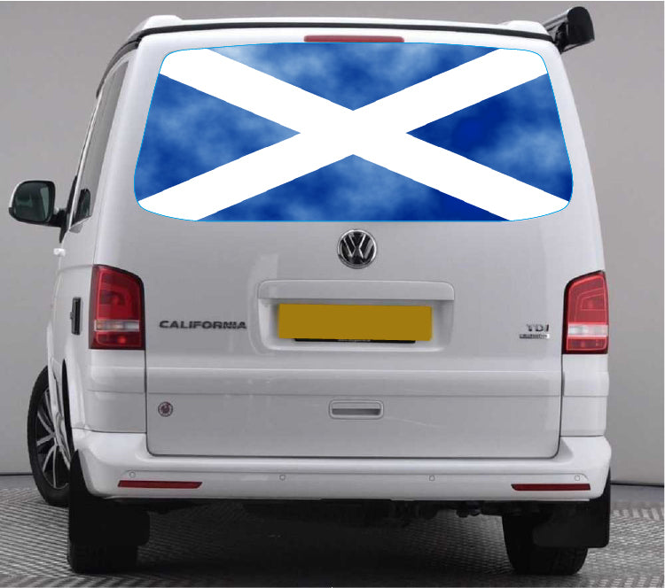 TRANS026 Scotland Flag Tailgate wrap for VW Volkswagen Transporter T5 T6 Rear Panel Wrap Air Release Vinyl
