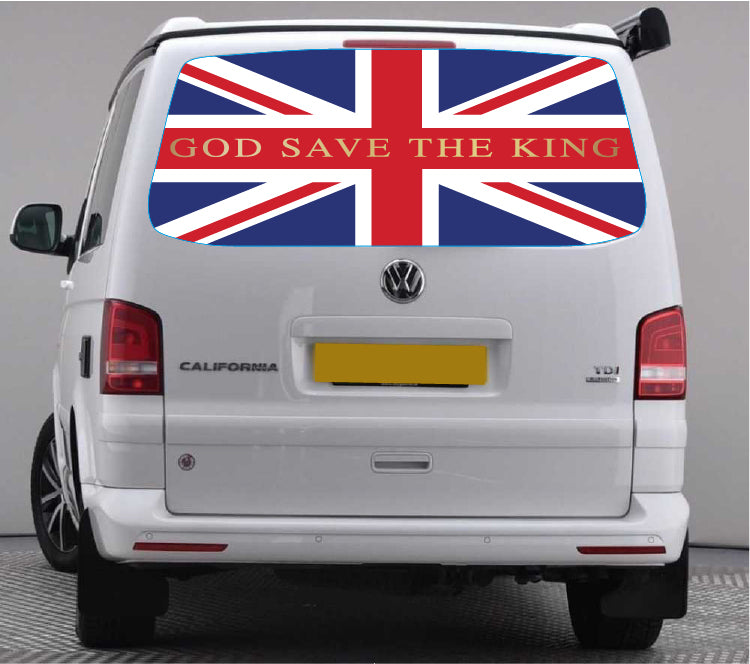 TRANS027 United Kingdom Tailgate wrap for VW Volkswagen Transporter T5 T6 Rear Panel Wrap Air Release Vinyl