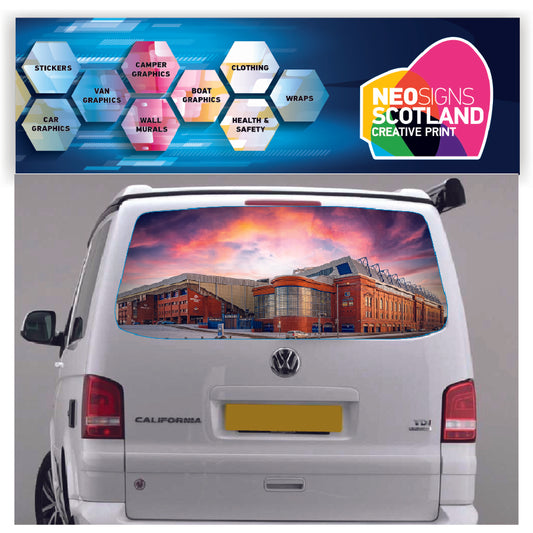 TRANS030 Ibrox Football Stadium Tailgate wrap for VW Volkswagen Transporter T5 T6