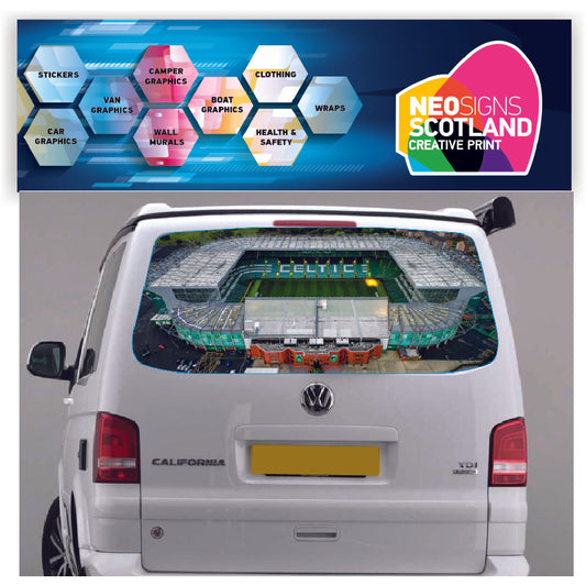 TRANS031 Celtic Football Stadium Tailgate wrap for VW Volkswagen Transporter T5 T6