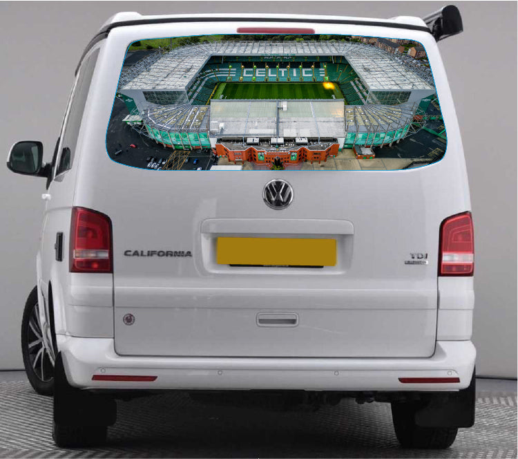 TRANS031 Celtic Park Stadium Tailgate wrap for VW Volkswagen Transporter T5 T6 Rear Panel Wrap Air Release Vinyl