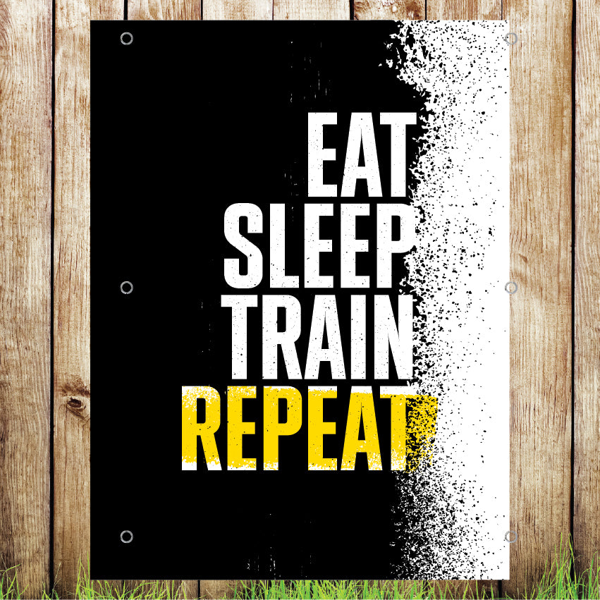 VB020 Eat Sleep Train Gym Business Advertising Banner Indoor/Outdoor Waterproof PVC
