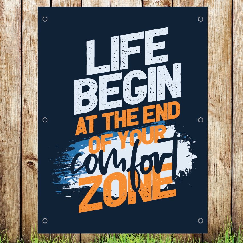 VB042 Life Begin Comfort Advertising Pub Bussines Banner Indoor/Outdoor Waterproof PVC