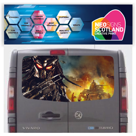 VIV002 Predator Tailgate wrap for Vauxhall/Opel Vivaro