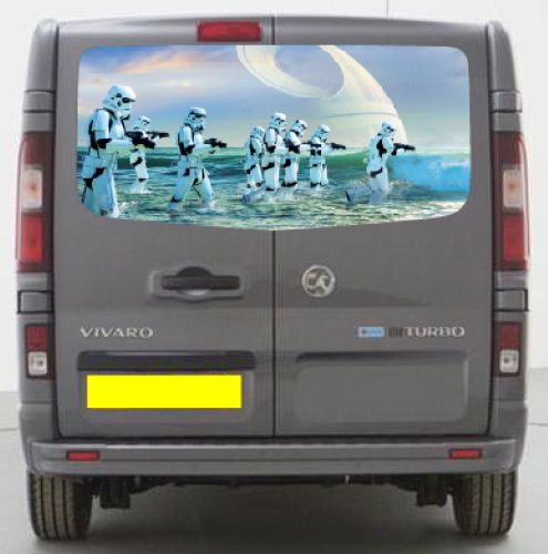 VIV004 Stormtroopers Tailgate wrap for Vauxhall Vivaro Rear Panel Wrap Air Release Vinyl