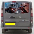 VIV010 Captain America and Ironman Tailgate wrap for Vauxhall Vivaro Rear Panel Wrap Air Release Vinyl