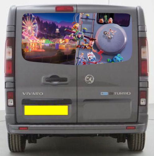 VIV011 Toy Story Characters Tailgate wrap for Vauxhall Vivaro Rear Panel Wrap Air Release Vinyl
