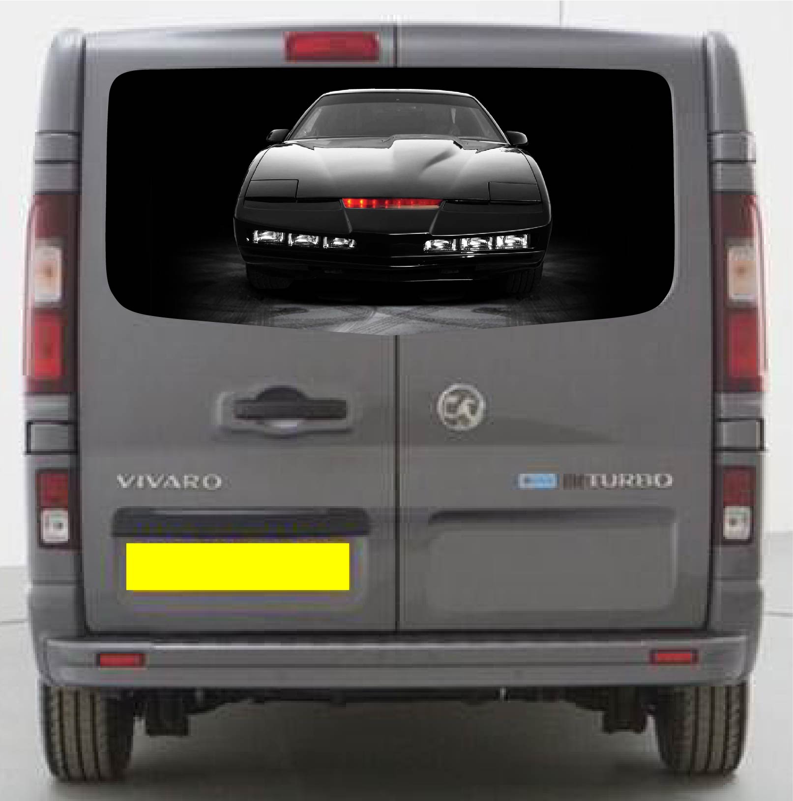 VIV013 Knight Rider Tailgate wrap for Vauxhall Vivaro Rear Panel Wrap Air Release Vinyl