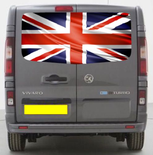 VIV017 United Kingdom Flag Tailgate wrap for Vauxhall Vivaro Rear Panel Wrap Air Release Vinyl