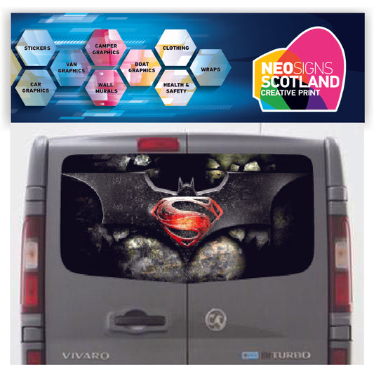 VIV019 Superman Batman Tailgate wrap for Vauxhall/Opel Vivaro