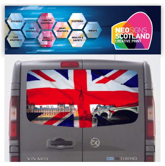 VIV020 London UK Tailgate wrap for Vauxhall/Opel Vivaro
