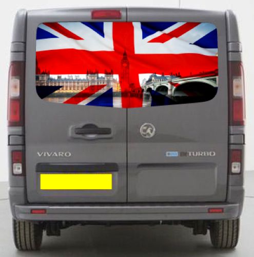 VIV020 United Kingdom London Bridge Tailgate wrap for Vauxhall Vivaro Rear Panel Wrap Air Release Vinyl