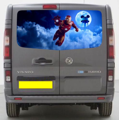 VIV022 Ironman Tailgate wrap for Vauxhall Vivaro Rear Panel Wrap Air Release Vinyl