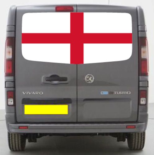 VIV029 England Flag Tailgate wrap for Vauxhall Vivaro Rear Panel Wrap Air Release Vinyl