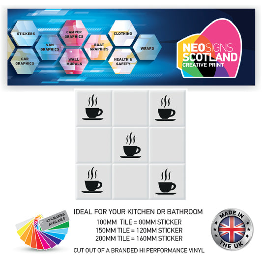 VTS01-VTS10 Tile Stickers Vinyl Wall sTiles Decals Kitchen Home Decor 3 Sizes and Various Designs Available