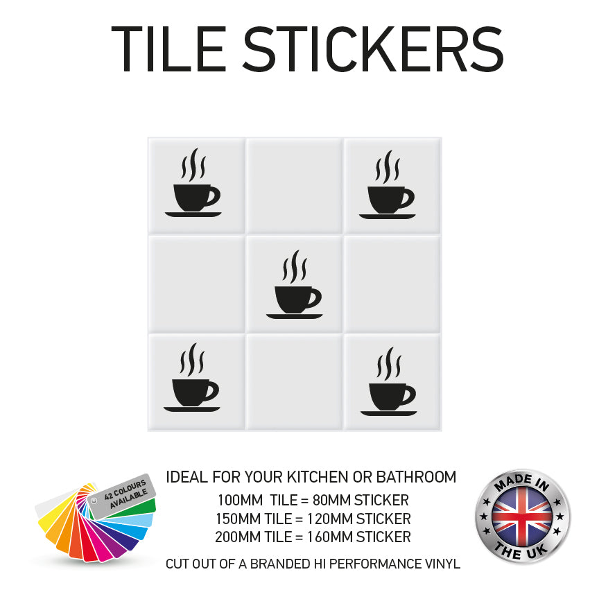 VTS01-75 Tile Stickers Vinyl Wall sTiles Decals Kitchen Home Decor 3 Sizes and Various Designs Available