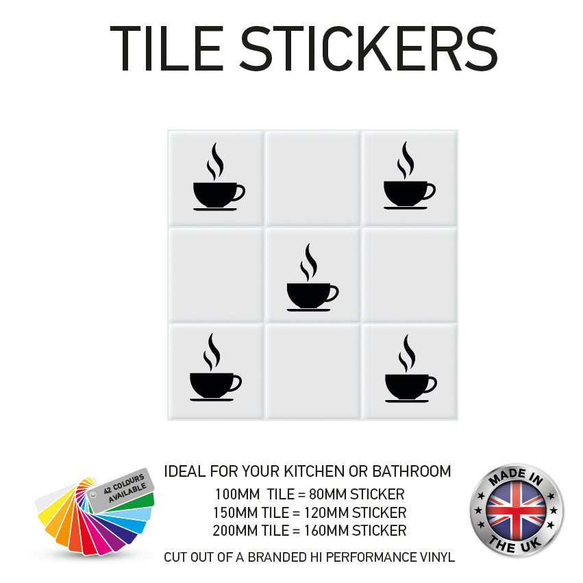 VTS01-75 Tile Stickers Vinyl Wall sTiles Decals Kitchen Home Decor 3 Sizes and Various Designs Available