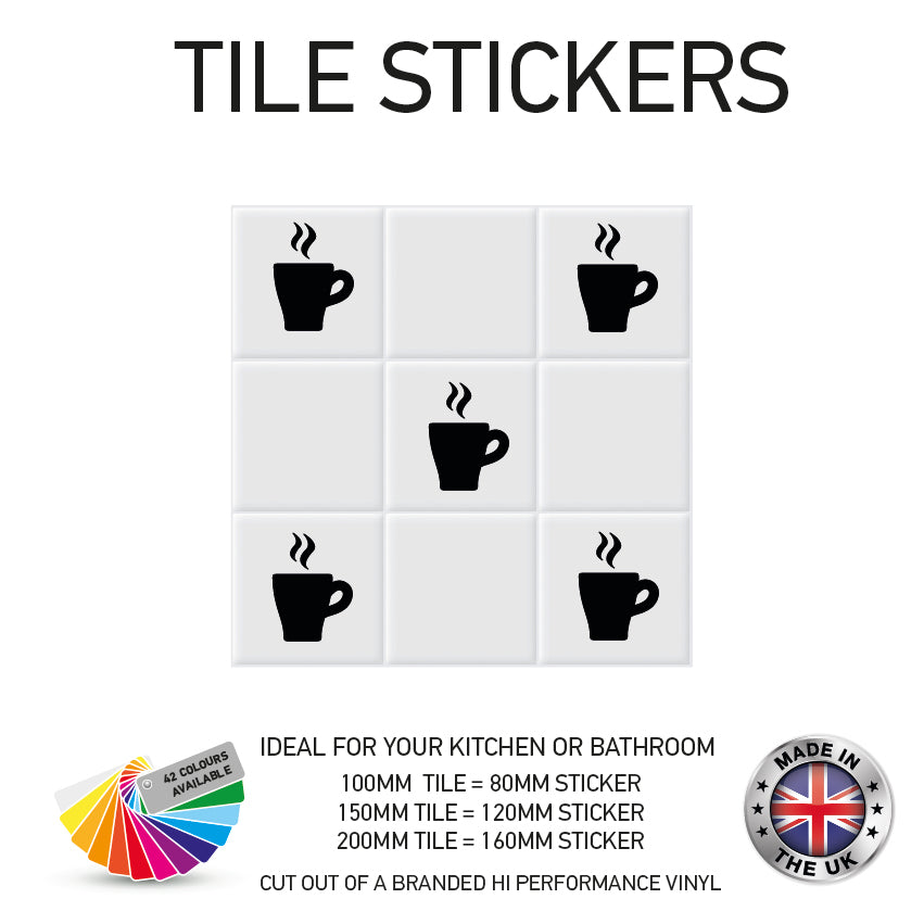 VTS01-75 Tile Stickers Vinyl Wall sTiles Decals Kitchen Home Decor 3 Sizes and Various Designs Available