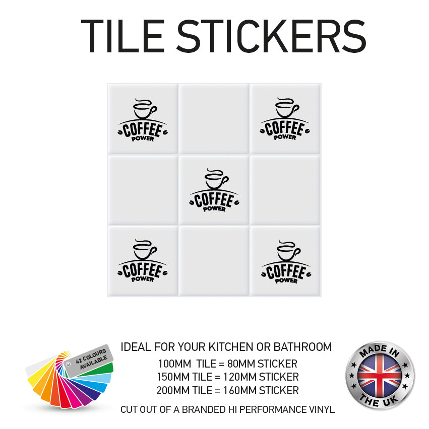 VTS01-75 Tile Stickers Vinyl Wall sTiles Decals Kitchen Home Decor 3 Sizes and Various Designs Available