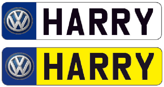 RIDE03 Kids Personalised Number Plates Front And Back with car logo