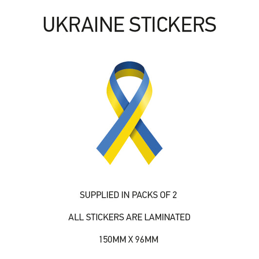 WAR01 Ukraine Ribbon sticker 150mm x 96mm