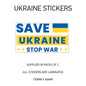 WAR12 Save Ukraine Stop War sticker 150mm x 86mm
