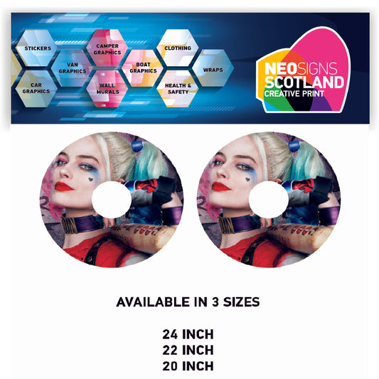 WCGW020 Harley Quinn 24 Inch Wheelchair Spoke Guard Sticker