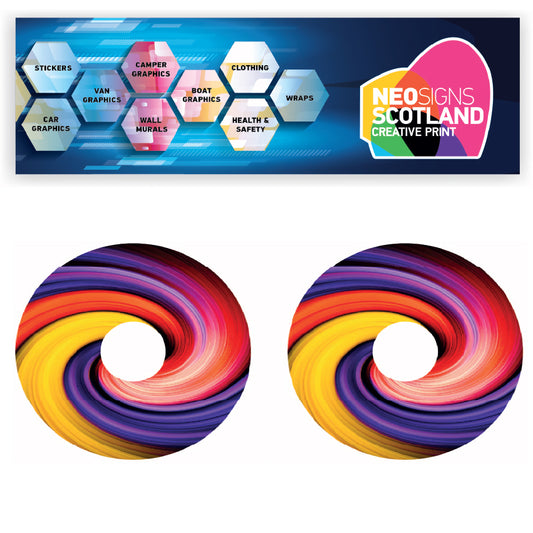 WCGW031 Colourful Swirl 20 Inch Wheelchair Spoke Guard Sticker