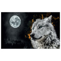 WG003 Grey Wolf With Bright Full Moon Wall Sticker Vinyl Available in 3 Sizes