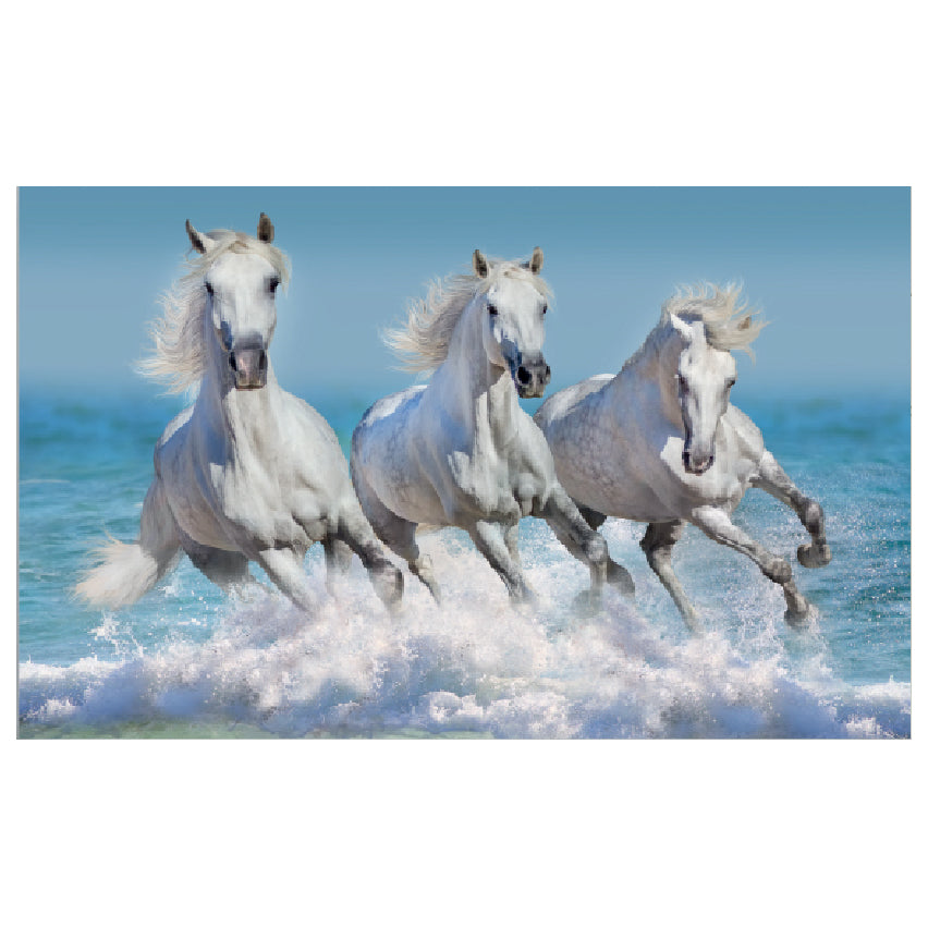 WG006 White Horses Printed Wall Sticker Vinyl Various Sizes