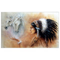 WG008 Indian With Two White Horses Wall Sticker Vinyl Available in 3 Sizes