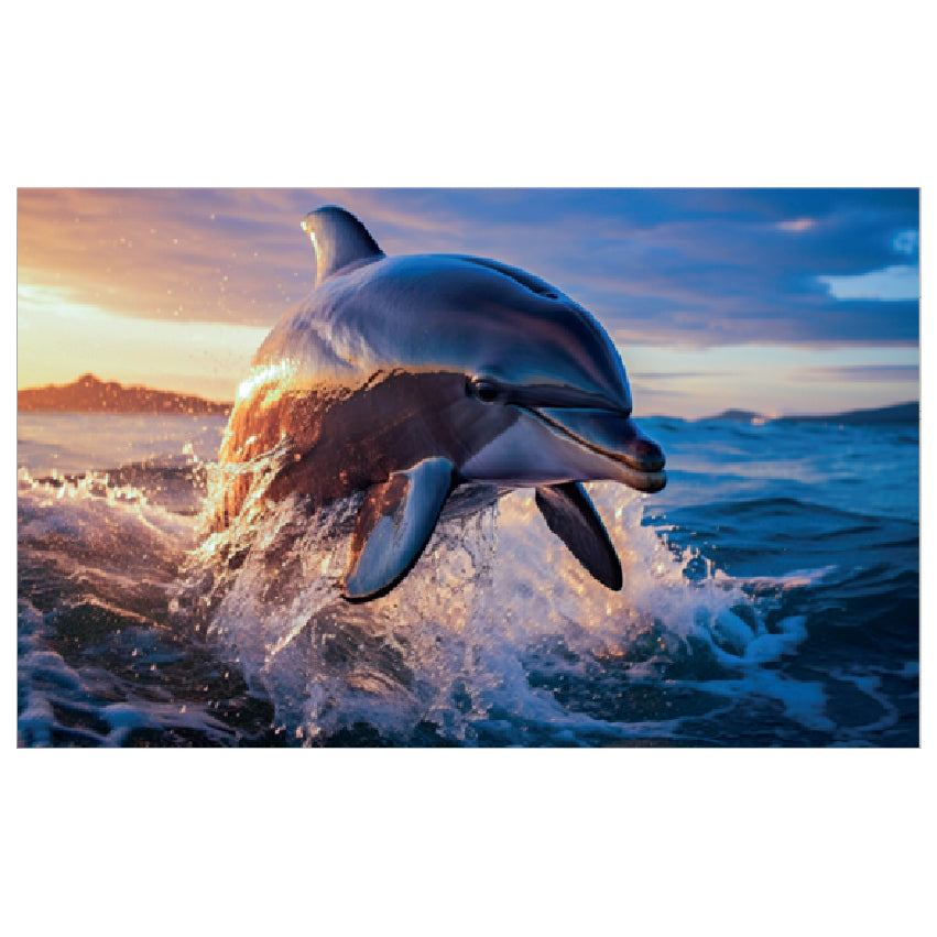 WG016 Dolphin Jump In The Sea At Night Wall Sticker Vinyl Available in 3 Sizes