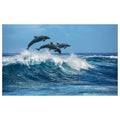 WG020 Three Dolphins Jumping The Waves In The Sea Wall Sticker Vinyl Available in 3 Sizes
